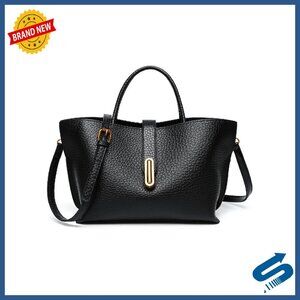 PU Crossbody Tote Bag with Lock Clasp - Spacious Work & Daily Handbag